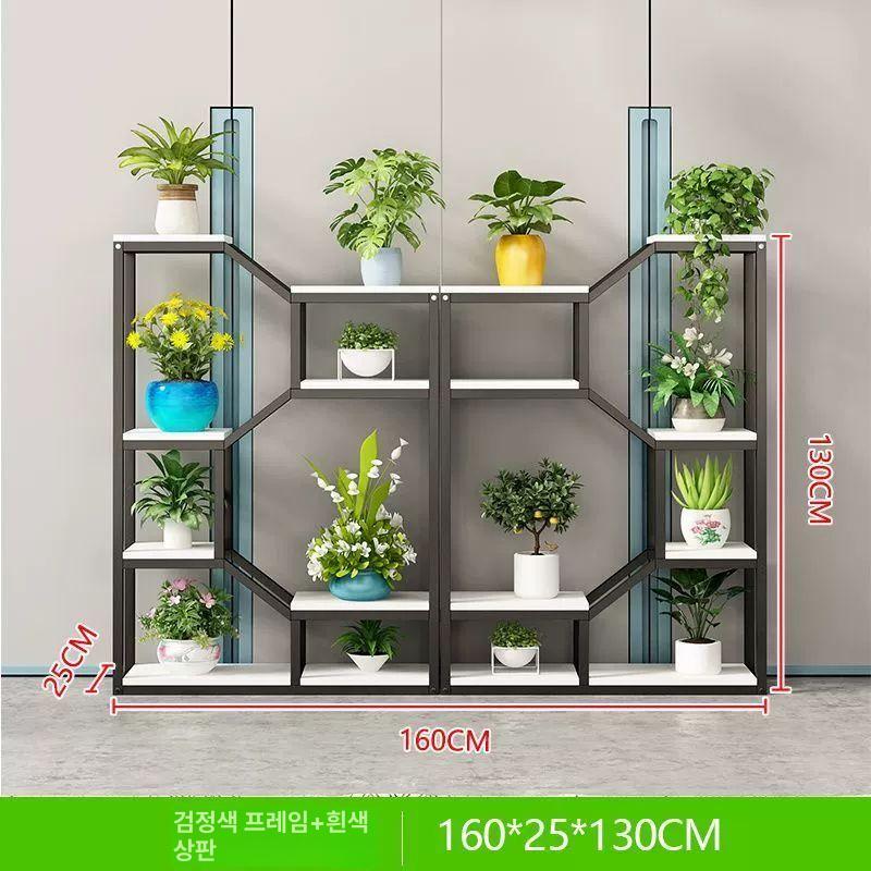 다층 철제 화분 선반 받침대 진열대 정리대 검정프레임 화이트보드 140 - 상세 이미지 3