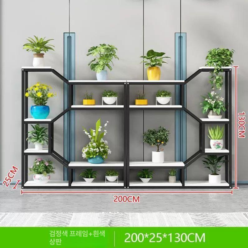 다층 철제 화분 선반 받침대 진열대 정리대 검정프레임 화이트보드 140 - 상품 이미지