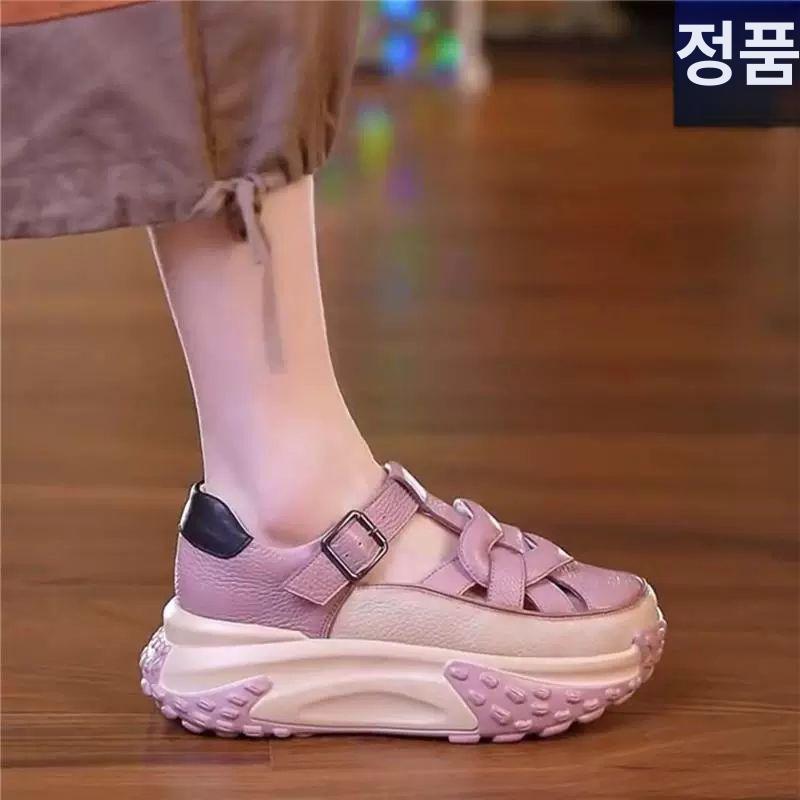 운동화 패션 통굽 편한신발 여자키높이스니커즈 와인레드 - 상세 이미지 2