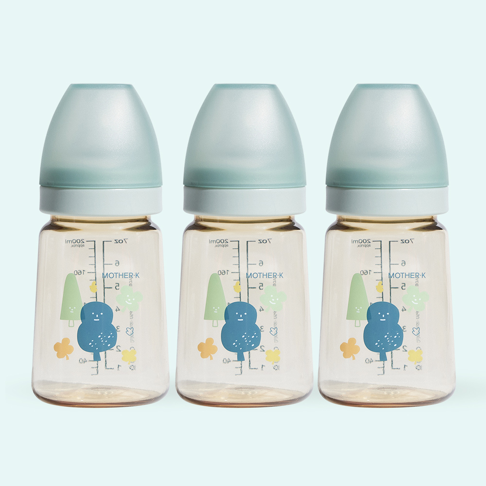 마더케이 신생아 PPSU 젖병 배앓이방지 (노꼭지) 180ml, 3개, 포레스트(민트)