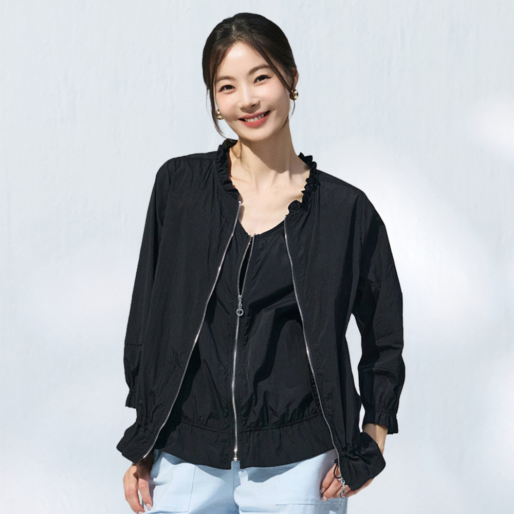 메시제이 에어리 자켓 베스트 세트 여름 자외선 UV차단 집업 점퍼 빅사이즈 여성 결혼식하객룩 - 상세 이미지 5