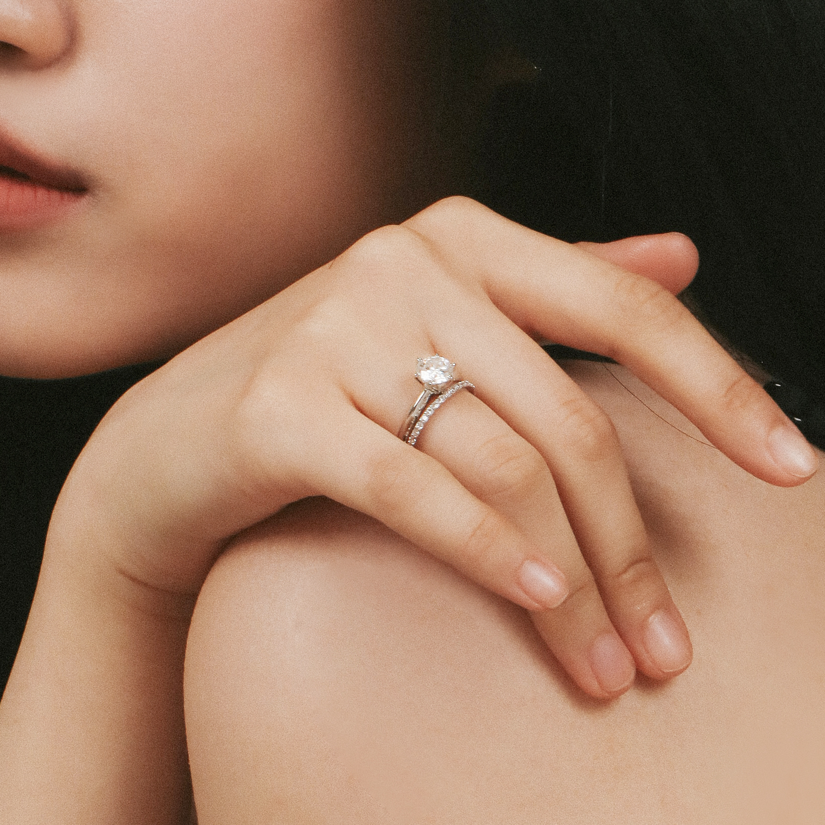큐빅반지 슬림 레이어드 가드링 1.0mm 테니스 반지 - 상세 이미지 2