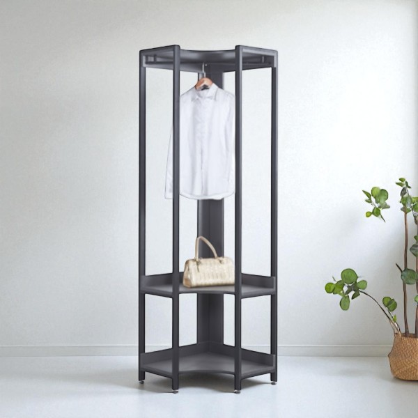 40T 스틸프레임 모듈형 드레스룸 시스템 선반 옷장 600/코너장, 블랙