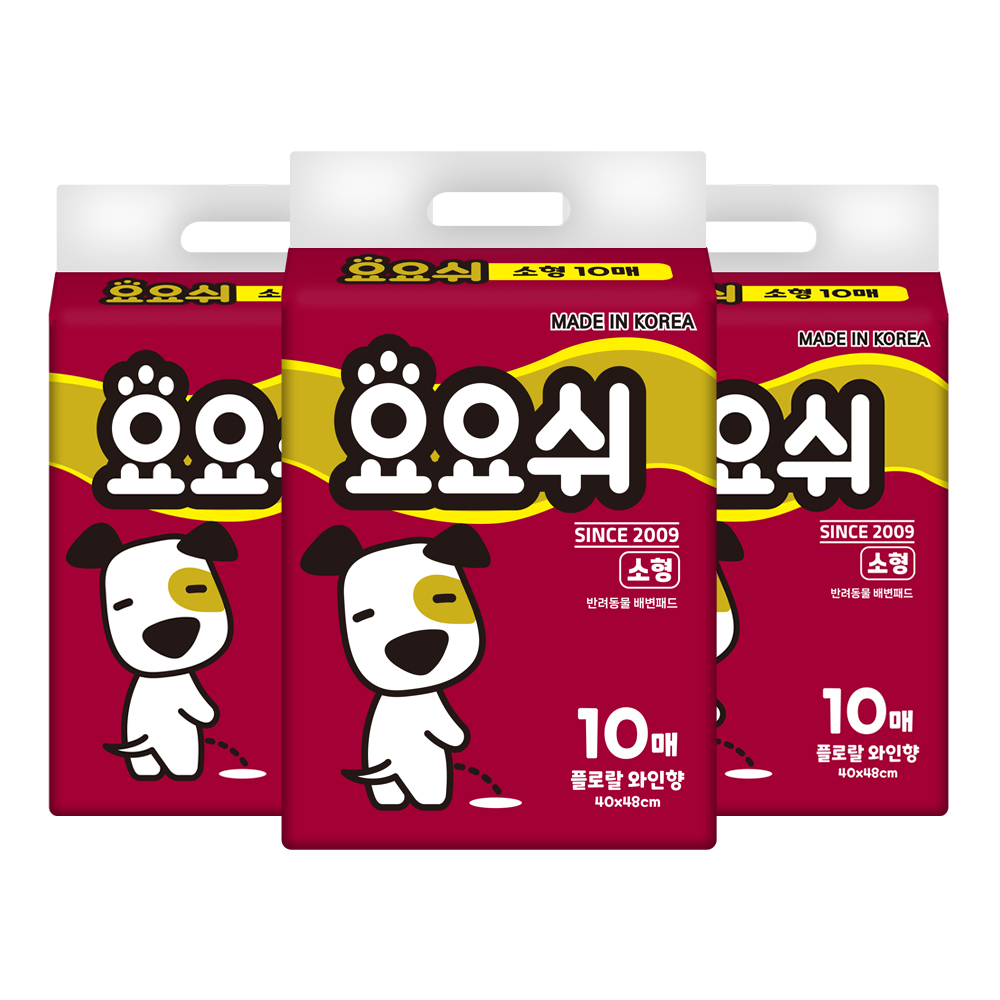 [네이버 ONLY] 요요쉬 강아지 배변패드 휴대용 소형, 10매입, 3개