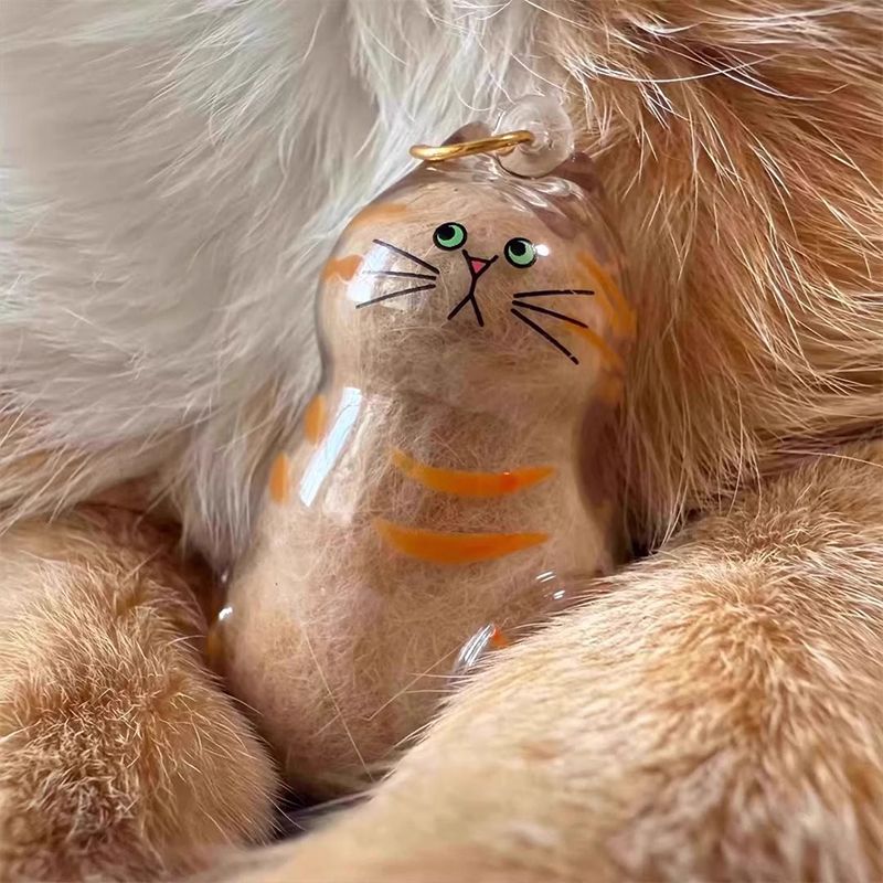 고양이 털 보관 키링 반려묘 털뭉치 보관함 캡슐 펫 투명 열쇠고리 키홀더 선물 - 상세 이미지 3
