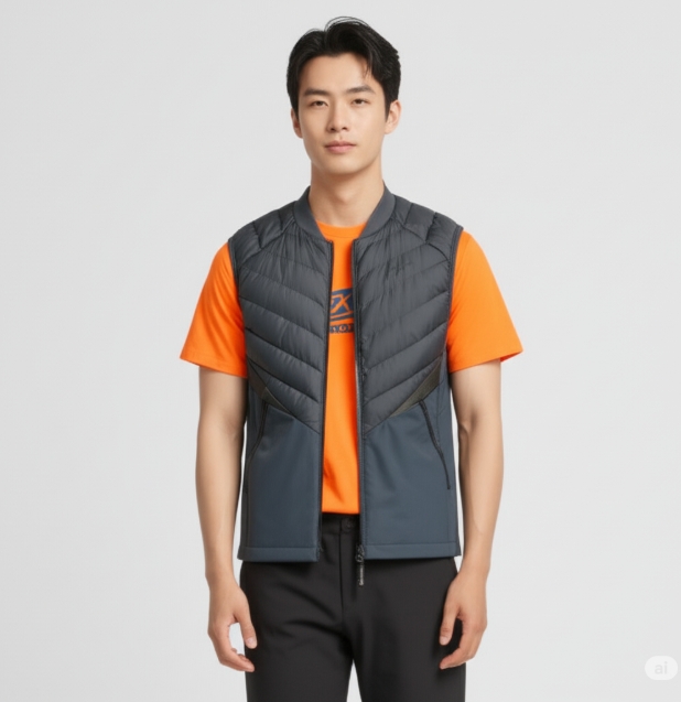 블랙야크 남성 F/W 간절기 구스다운 경량 하이브리드 패딩 조끼 - 상세 이미지 4