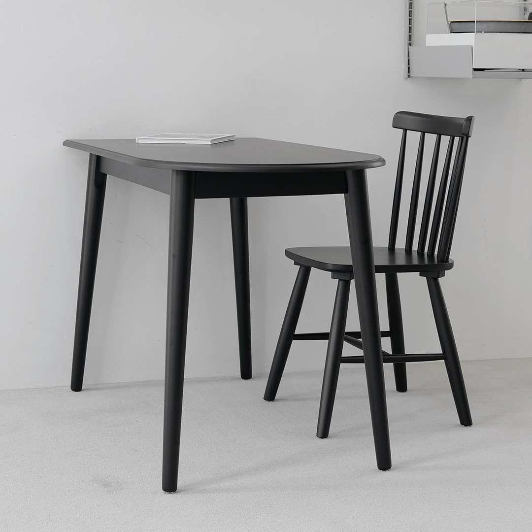 자야캠핑 포르보 블랙 천연 원목 반원 반타원형 식탁 테이블 1200