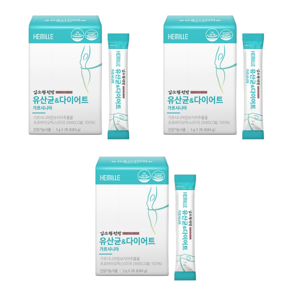 김소형원방 유산균 다이어트 가르시니아 체지방 남자 버닝제 약3g 28포, 3개 - 상품 이미지