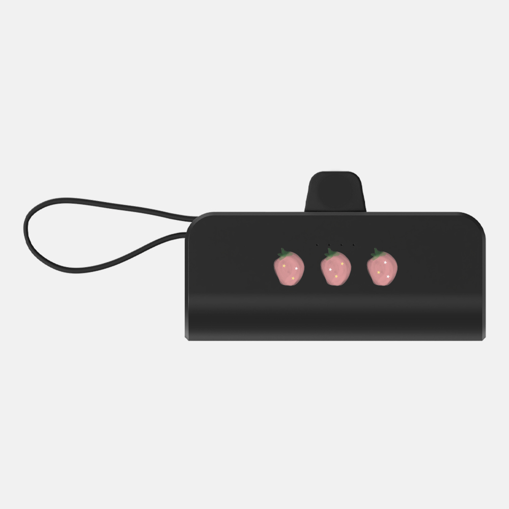 도킹형 보조배터리 휴대용 5000mAh C타입 수채화 딸기 화이트 - 상세 이미지 3