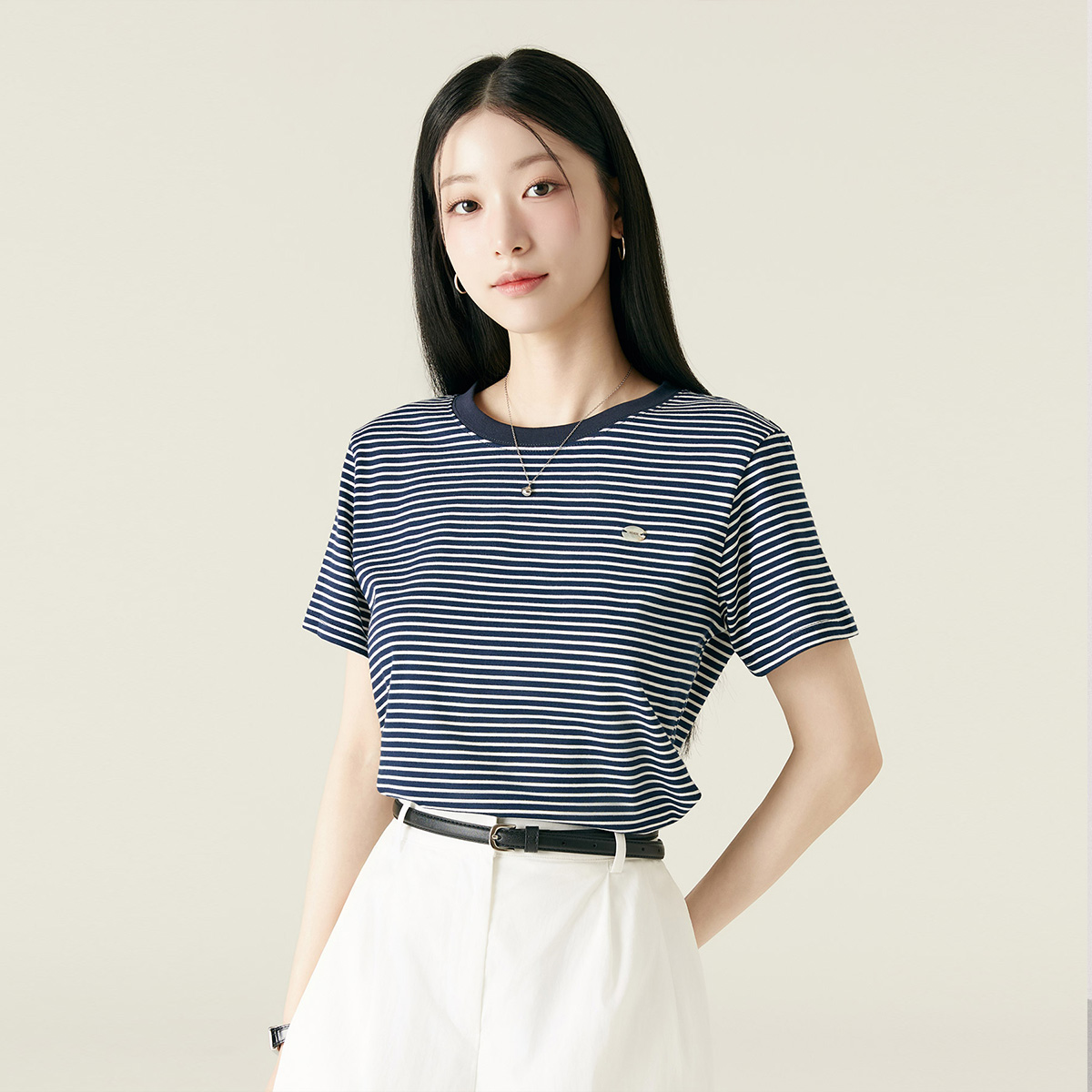 로엠 스트라이프 티셔츠 RMHWF38R12 - 상품 이미지