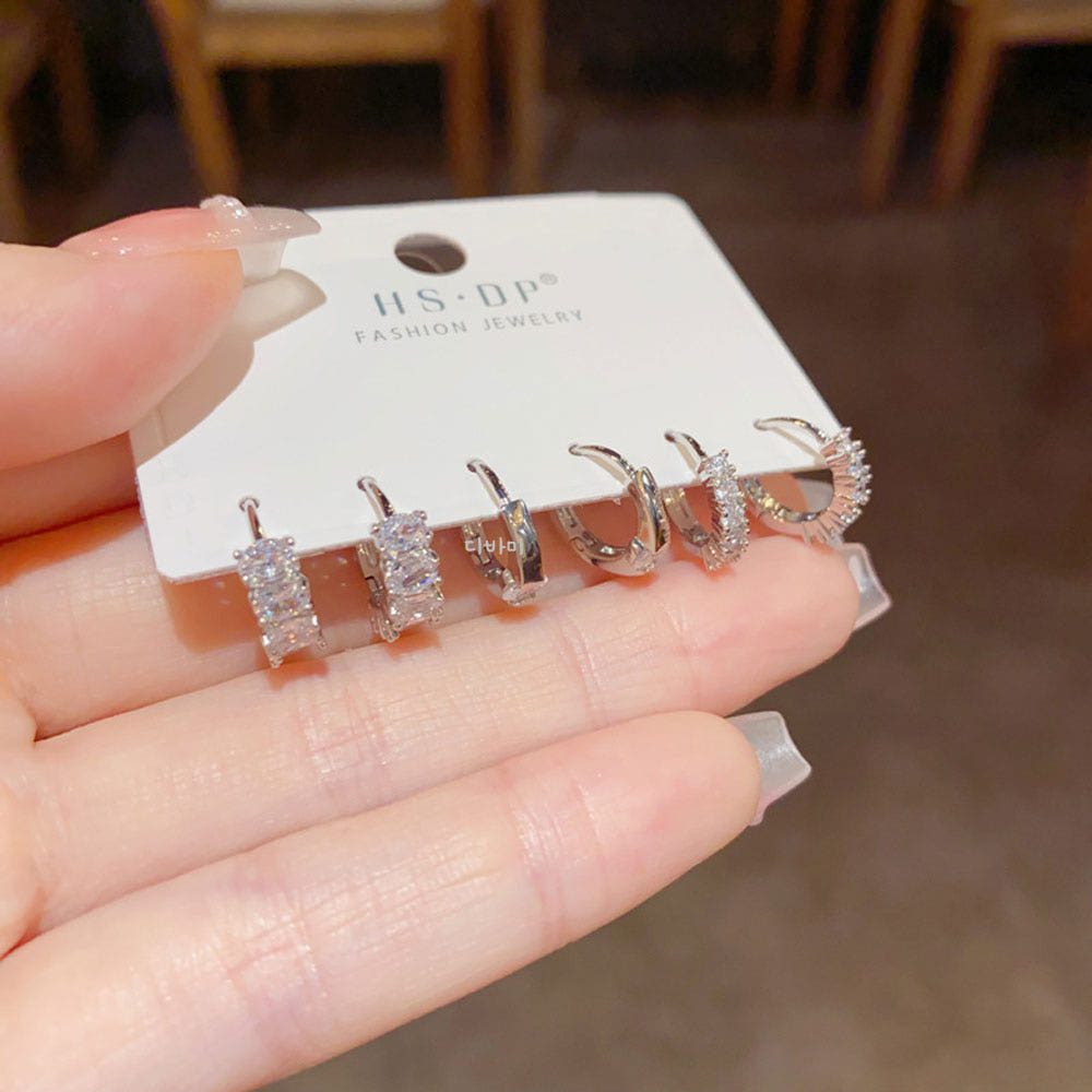 고급스러운 14K 원터치 링 귀걸이 세트 큐빅 포인트 데일리 이어링 이미지 7