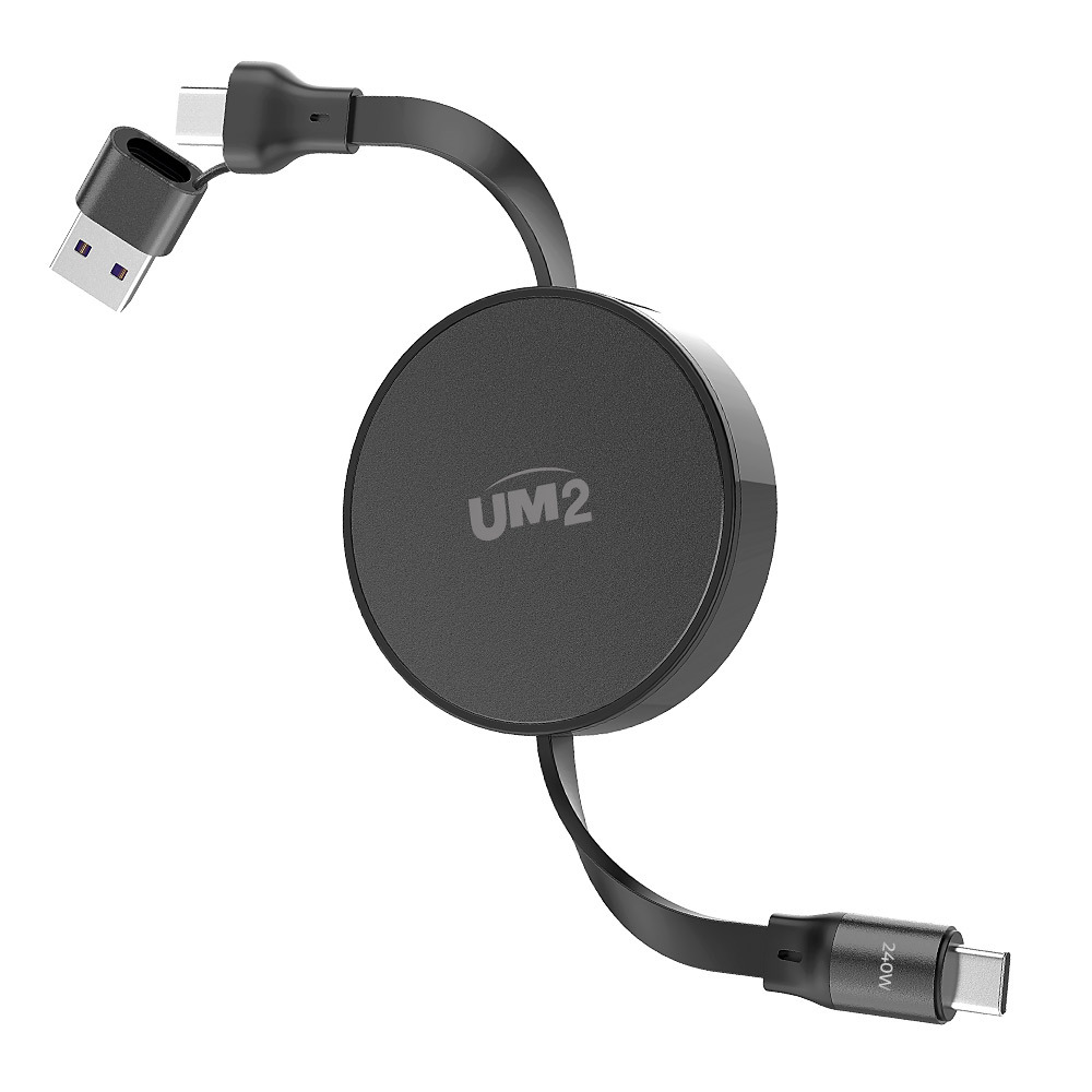 UM2 2IN1 릴 충전 케이블 삼성 초고속 충전 CtoC AtoC 플러그 타입 UMCA-RL240W - 상품 이미지