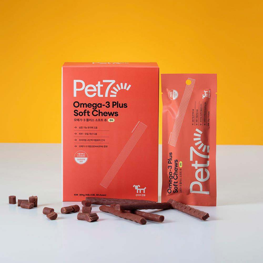 펫세븐 강아지 애견 간식 육포 져키 연어 오메가3 플러스 소프트츄 4츄x12봉, 1박스