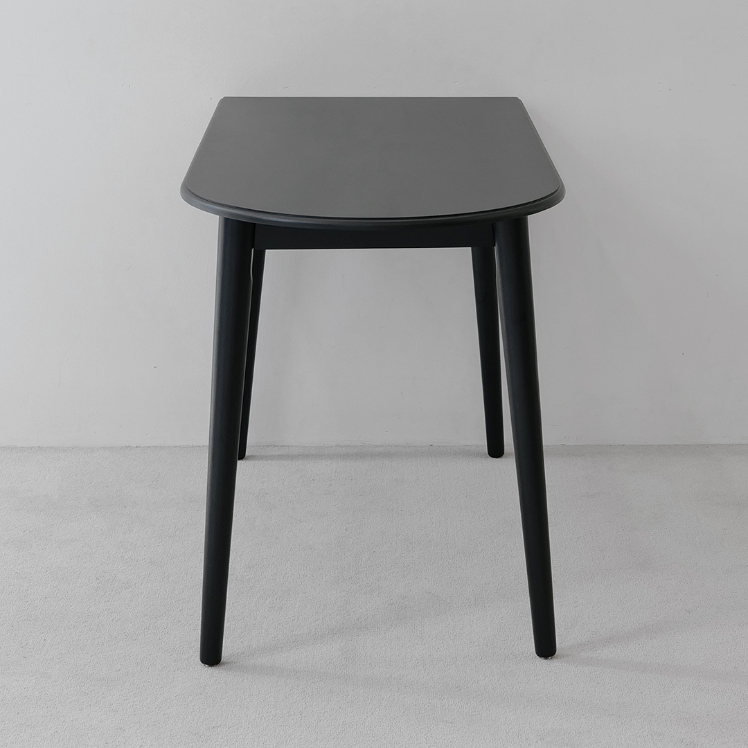 자야캠핑 포르보 블랙 천연 원목 반원 반타원형 식탁 테이블 1200