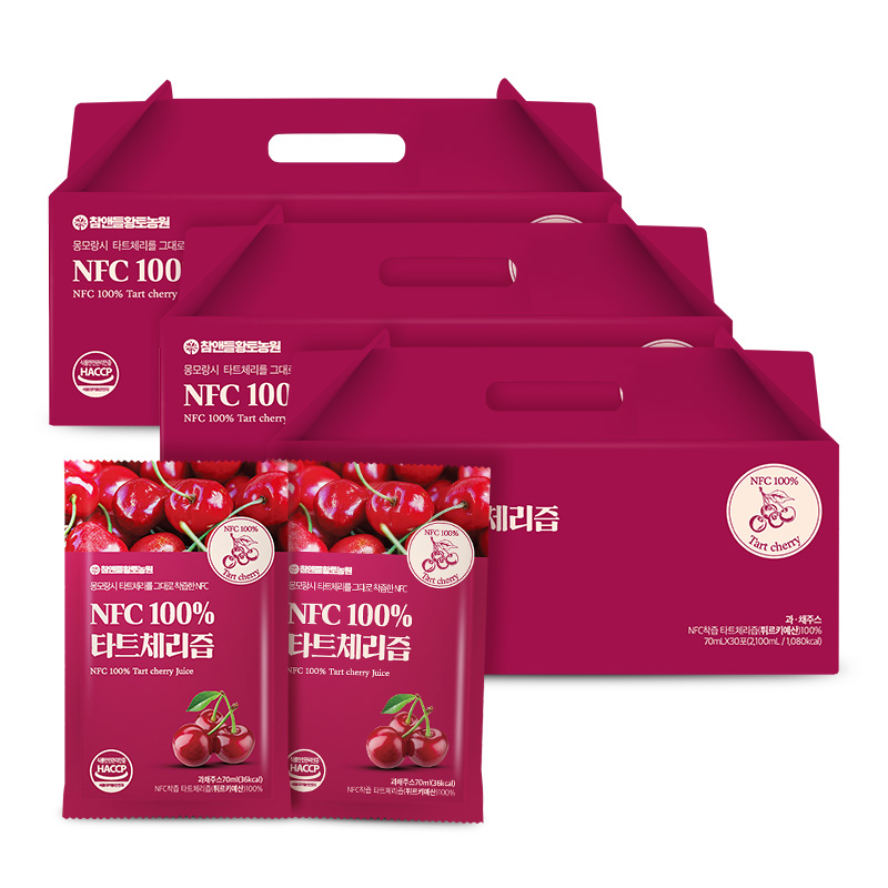 [3+1] 참앤들황토농원 타트체리 주스 착즙 원액 70ml, 90개