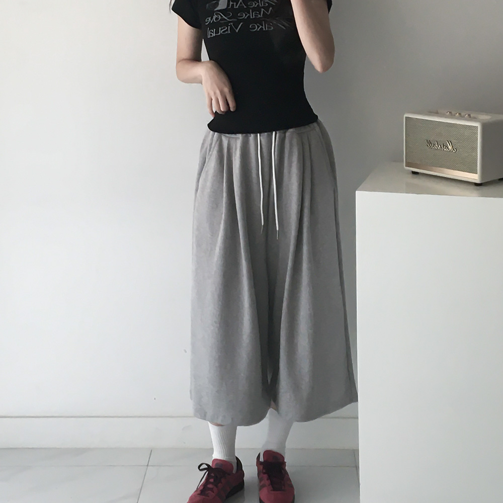투턱 버뮤다 팬츠 반바지 밴딩 트레이닝 데일리룩 와이드 7부 8부 남녀공용 5color - 상품 이미지