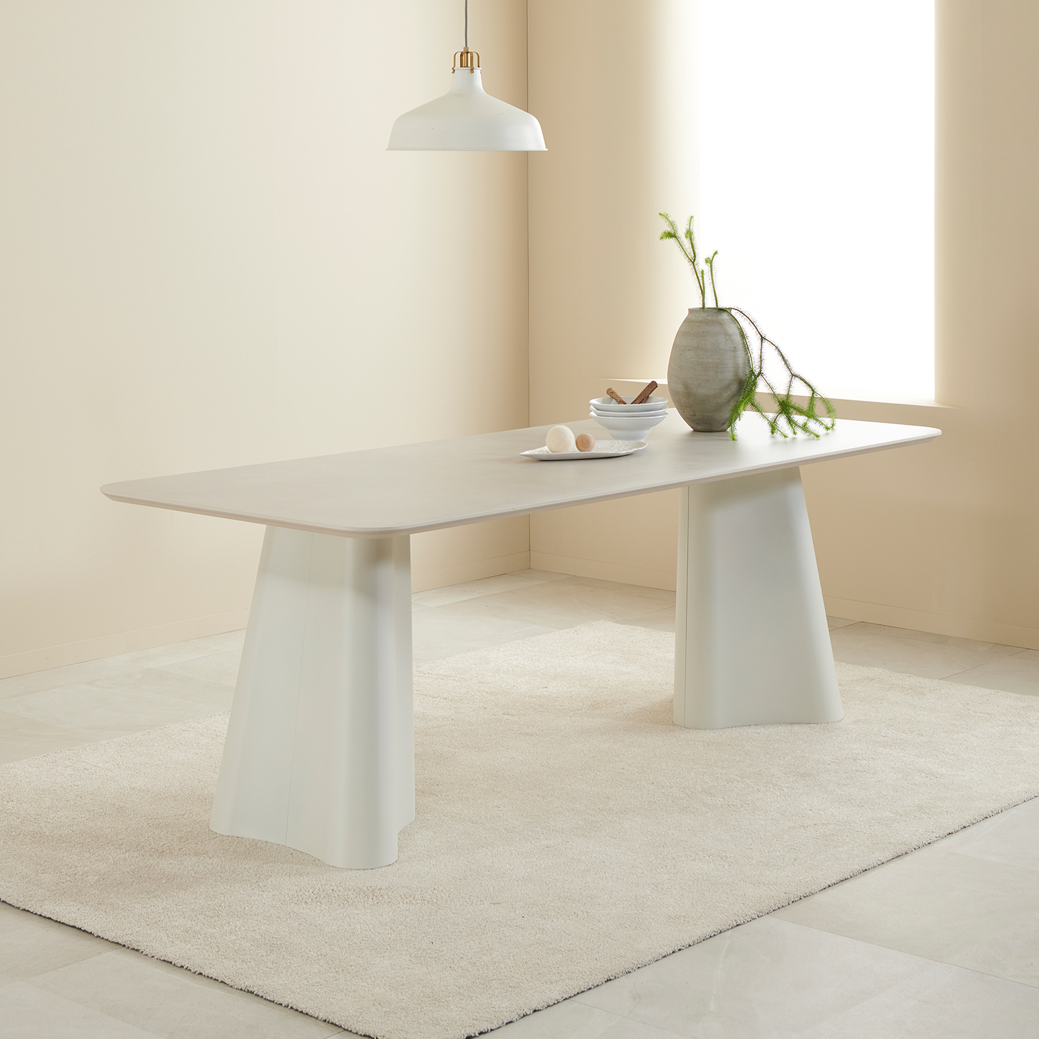 화이트식탁테이블 대형 카페 디자인 세라믹식탁 스피덴 1600mm, 미스트그레이