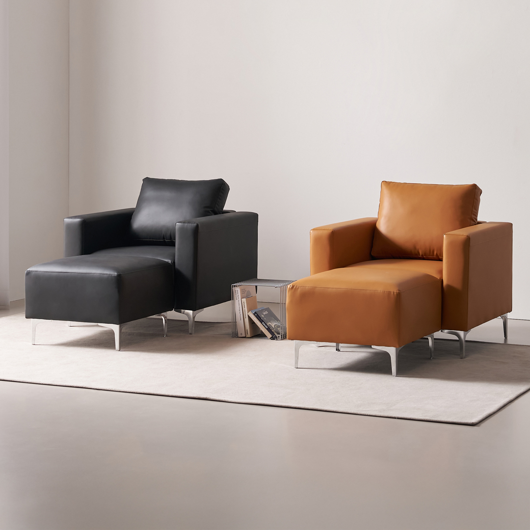 수오 데이 실리콘가죽 소파 스툴 비건레더 이지클린 호텔 로비 중역 발받침 카페 블랙 브라운