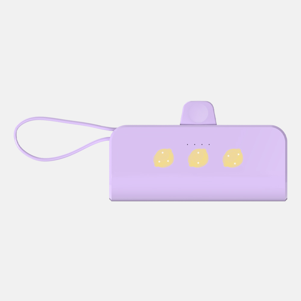 도킹형 보조배터리 5000mAh 거치대 C타입 수채화 레몬 화이트 - 상세 이미지 4