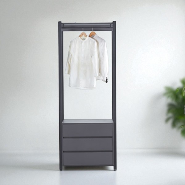 40T 스틸프레임 모듈형 드레스룸 시스템 선반 옷장 800/서랍장, 블랙