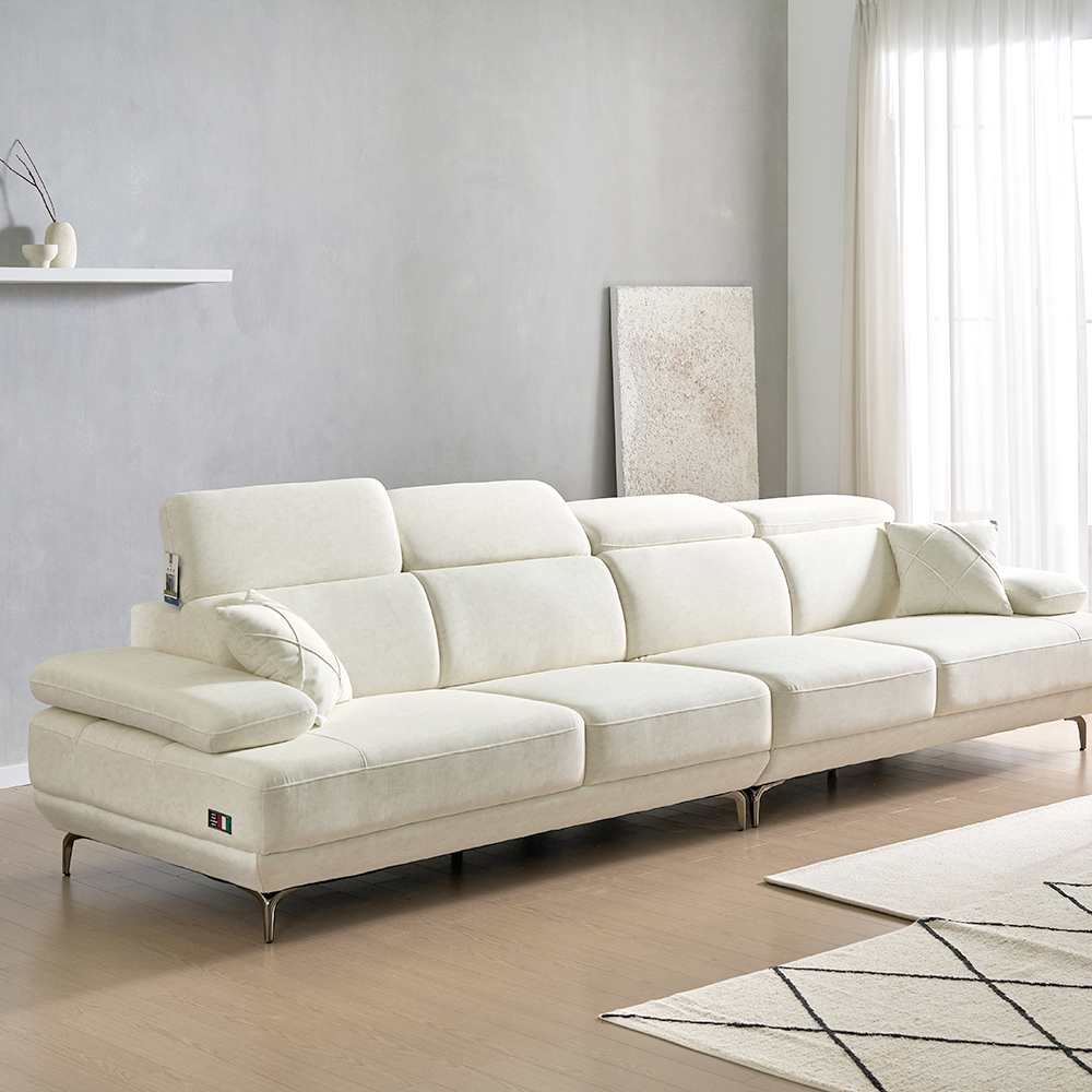 세인트블랑 퓨어케어 이지클린 패브릭 모듈형 스윙소파 sk 스툴미포함, 아이보리, 6인용