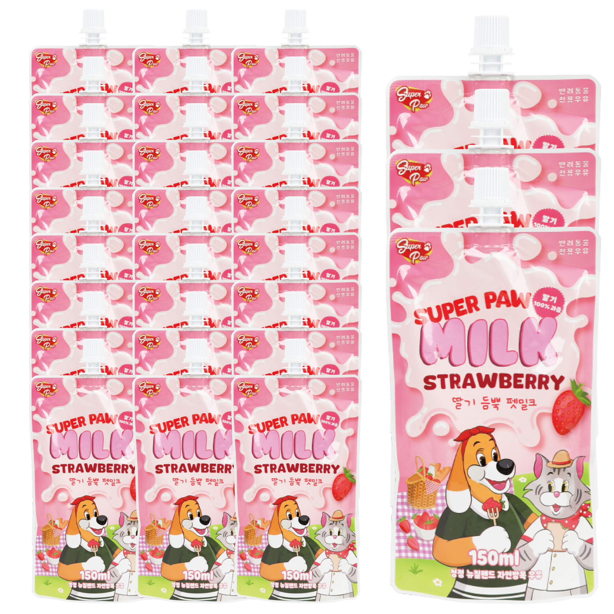 (3박스) 슈퍼포우 펫밀크 딸기 강아지 우유 150ml, 24개 - 상품 이미지