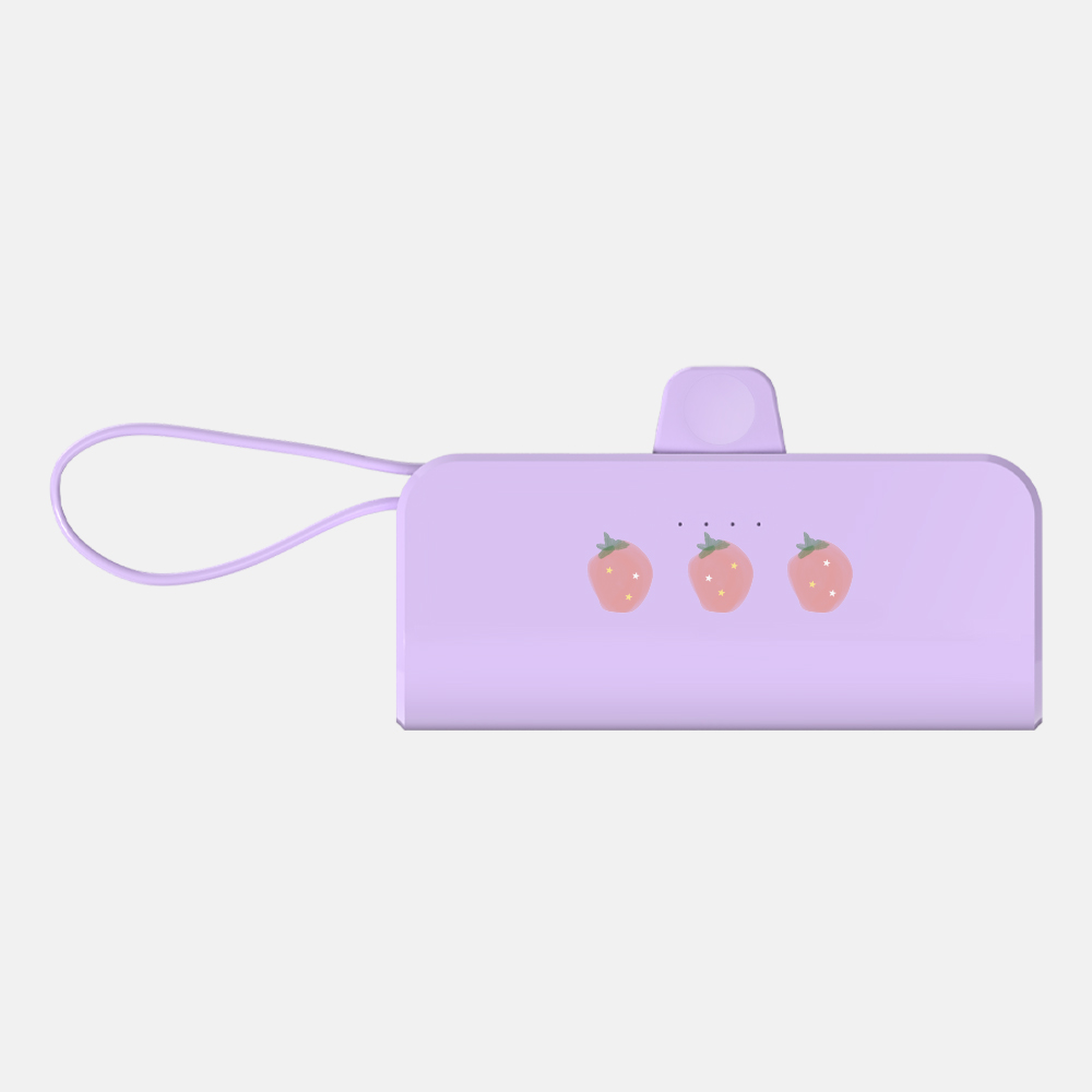 도킹형 보조배터리 휴대용 5000mAh C타입 수채화 딸기 화이트 - 상세 이미지 4