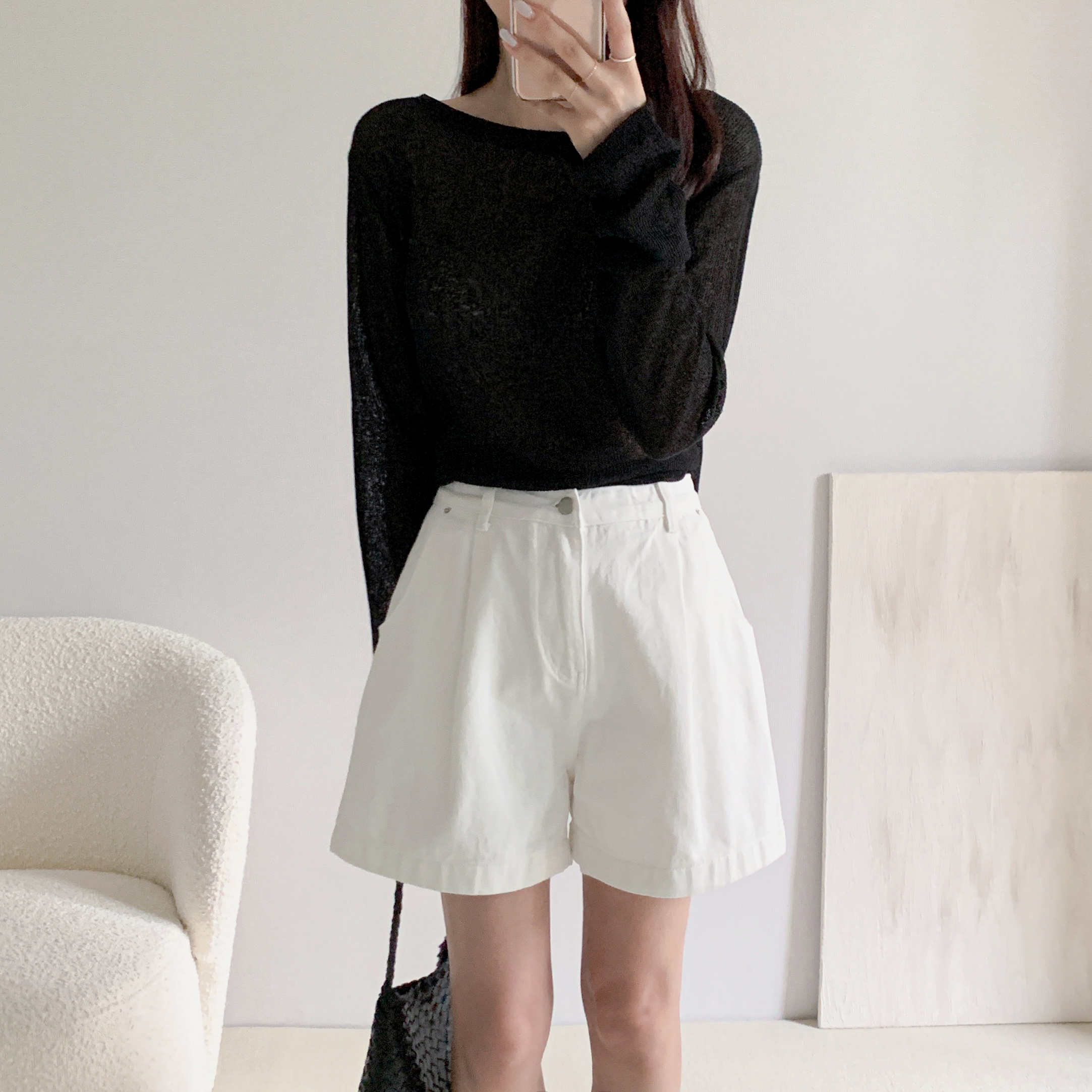 A라인반바지 핀턱반바지 여성버뮤다팬츠 이미지 2