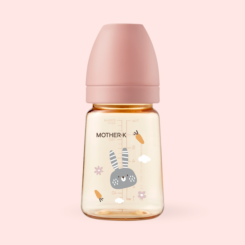 마더케이 신생아 PPSU 젖병 배앓이방지 (노꼭지) 180ml, 1개, 토끼 블라썸