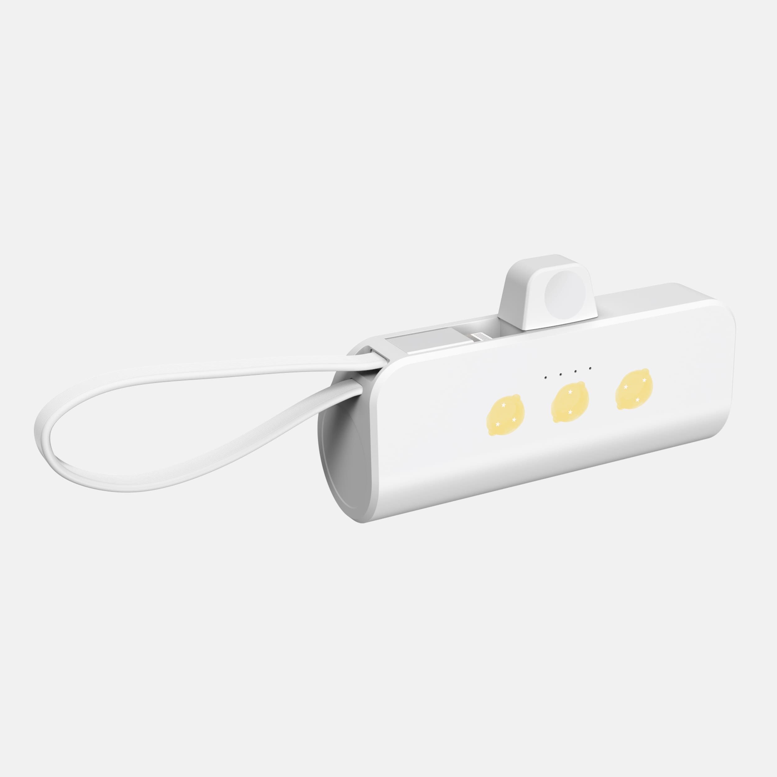 도킹형 보조배터리 5000mAh 거치대 C타입 수채화 레몬 화이트 - 상세 이미지 2