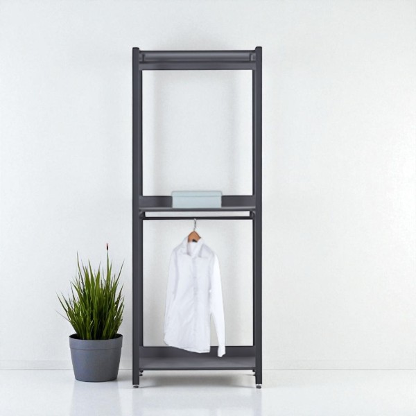 40T 스틸프레임 모듈형 드레스룸 시스템 선반 옷장 800/2단, 화이트