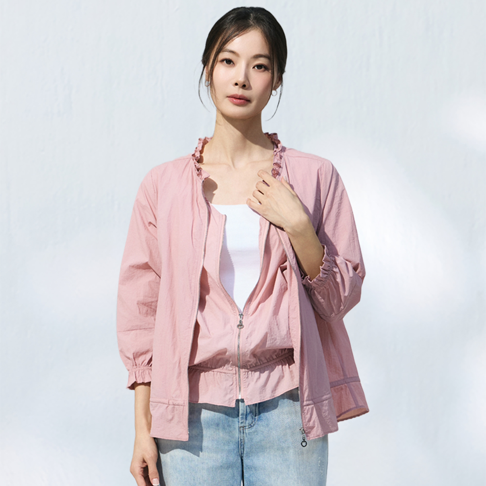메시제이 에어리 자켓 베스트 세트 여름 자외선 UV차단 집업 점퍼 빅사이즈 여성 결혼식하객룩 - 상세 이미지 3