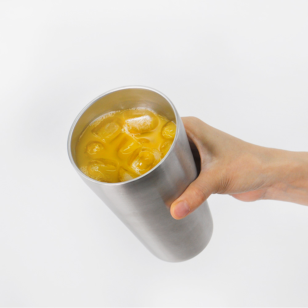 키친유 캠핑 스텐 이중컵 550ml 텀블러 물컵 주스 커피 맥주잔 보냉 식당 카페 업소용 - 상세 이미지 2