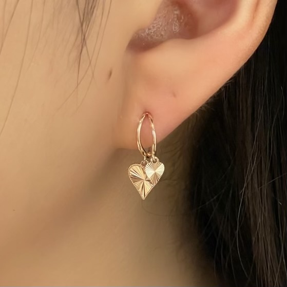 마르코샵 14K 더블 하트 원터치 귀걸이-러블리 디자인 - 상품 이미지