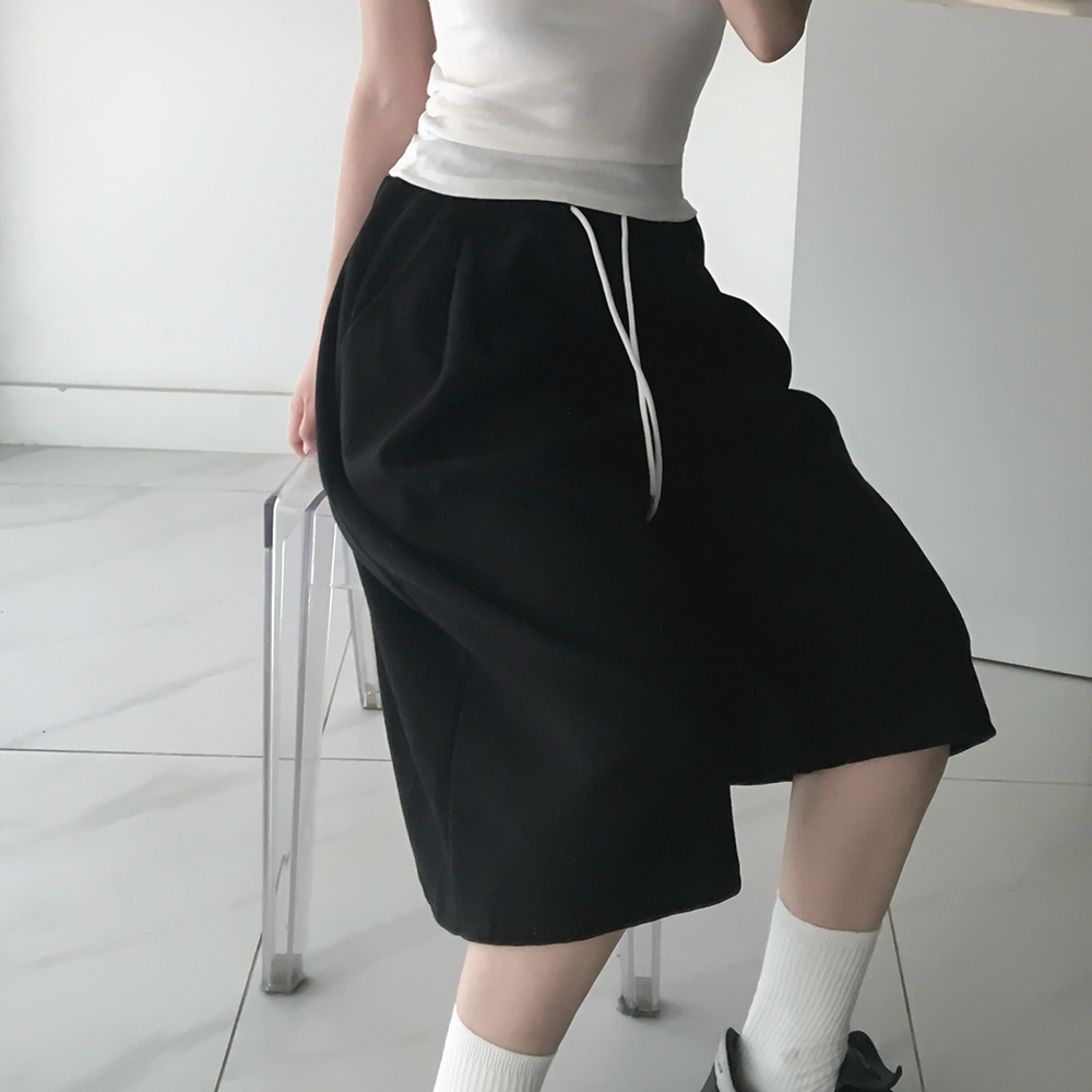 투턱 버뮤다 팬츠 반바지 밴딩 트레이닝 데일리룩 와이드 7부 8부 남녀공용 5color - 상세 이미지 5