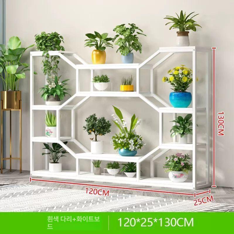 다층 철제 원목 화분 정리대 진열대 선반 받침대 전시 수납 검정프레임 화이트보드 80 - 상세 이미지 4