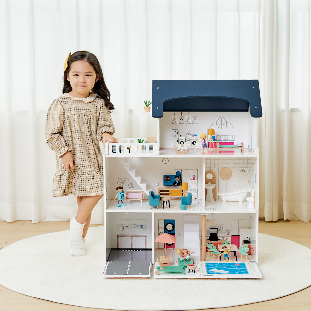 키앤비 모더닉 우든 인형의집 소꿉놀이 역할놀이 미니어처 인형집 플레이 세트 - 상세 이미지 2