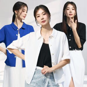 메시제이 인견 셔츠 자켓 3종 여름 반팔 7부 블라우스 빅사이즈 여성 결... 착용 후기 | 사이즈/핏 총정리 - 상품 이미지 1