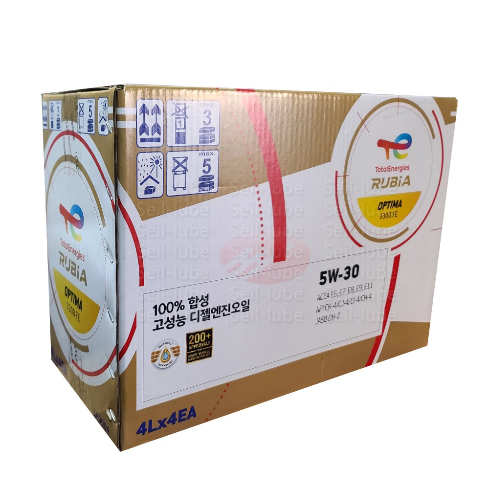 토탈 루비아 옵티마 3300 FE 5W30 4L x 4개 1박스 16L CK-4 E8 상용차 100% 합성 연비절감형 장수명 디젤 엔진오일 (10W40 대체시 연비개선) - 상세 이미지 2