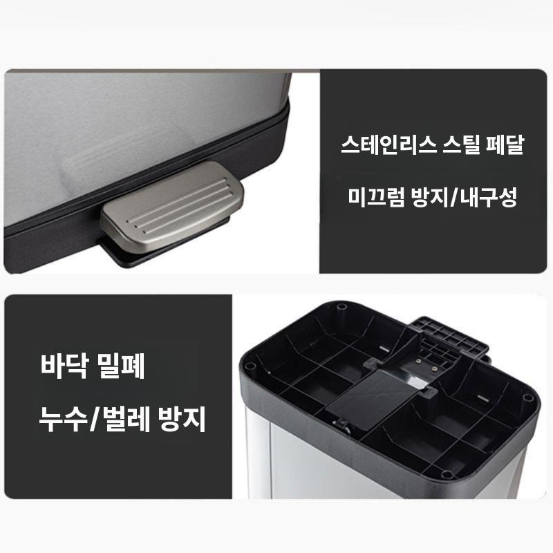 원룸 쓰레기통 스텐 주방 휴지통 학원 사무실 분리수거함 15L 화이트 - 상세 이미지 5