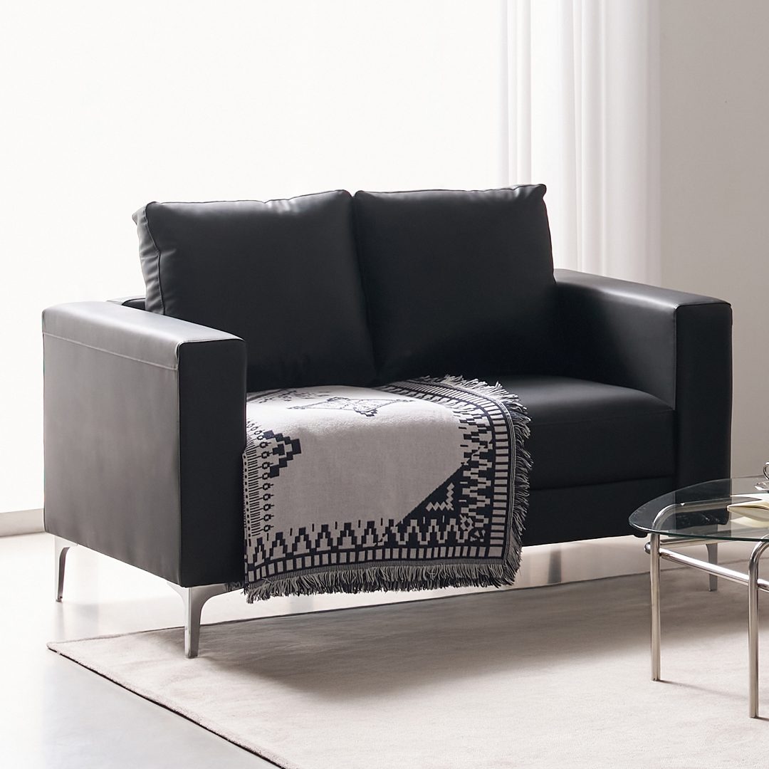 [수오]데이 포켓스프링 에어홀 실리콘 가죽 소파 2인용