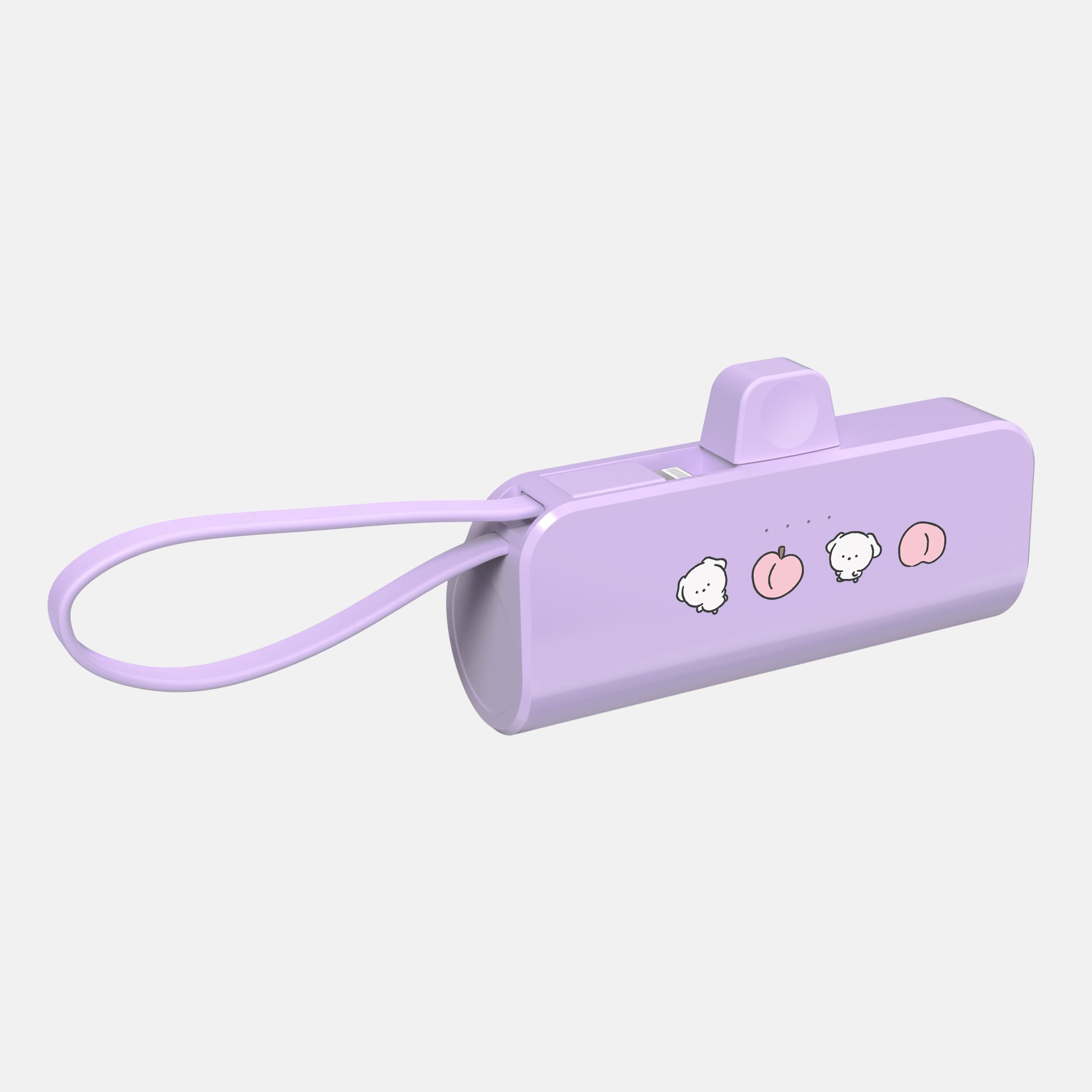 도킹형 보조배터리 5000mAh 거치대 휴대용 복숭아 말티 퍼플 - 상세 이미지 2
