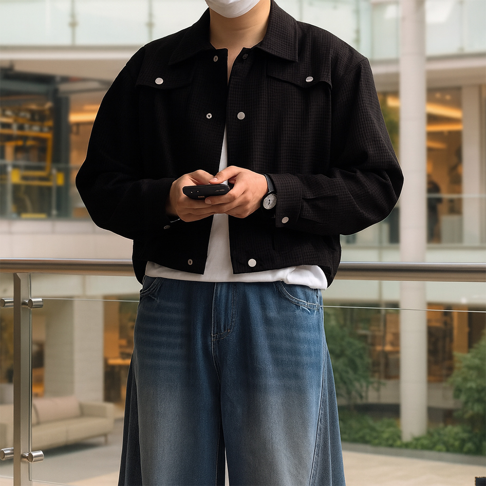 남자크롭자켓 봄 가을 레이어드 숏 재킷 - 상세 이미지 3