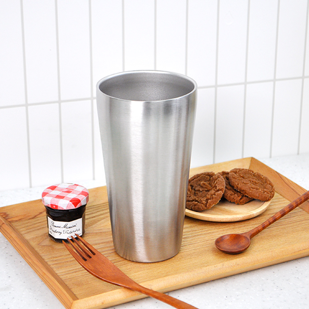 키친유 캠핑 스텐 이중컵 550ml 텀블러 물컵 주스 커피 맥주잔 보냉 식당 카페 업소용 - 상세 이미지 3