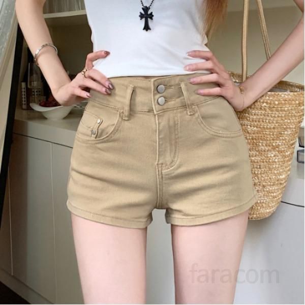 여성 여름 하이웨스트 슬림핏 캐주얼 코튼 스판 숏팬츠 반바지 데일리 베이직 활동성 좋은 데이트룩