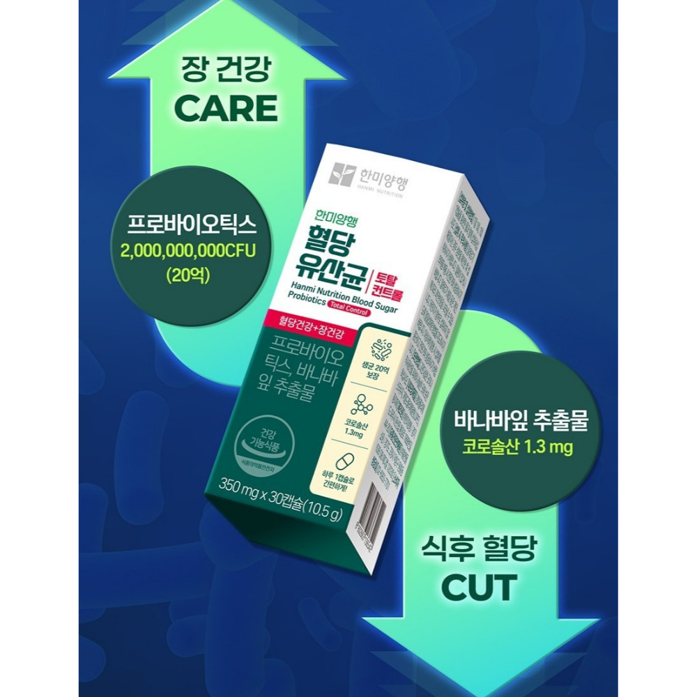 한미양행 혈당 & 유산균 토탈컨트롤 다이렉트 캡슐 바나바잎 350mg 30캡슐, 2개 - 상세 이미지 4