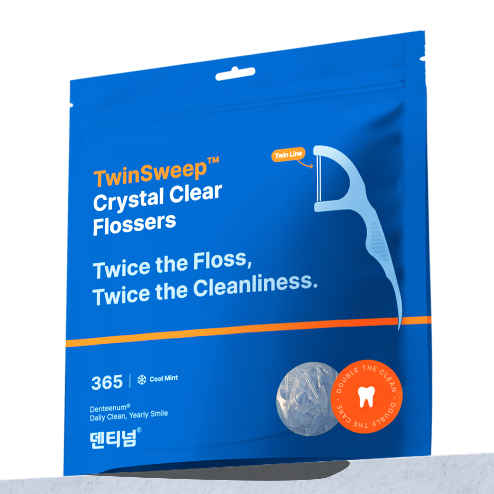 덴티넘 치실 트윈라인 365개입 어금니 손잡이 휴대 Y자 두줄치실 트윈스윕 제품 이미지