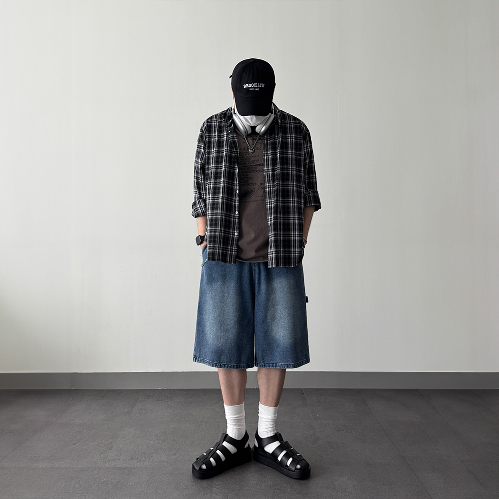 남자 밴딩 버뮤다 청반바지 칠부 남자데님반바지 - 상세 이미지 3