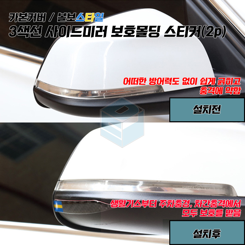 볼보 사이드미러 가드 스웨덴 국기 문콕방지 도어가드 사이드미러 범퍼 악세사리 용품 이미지 6