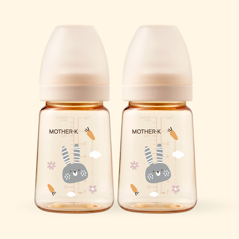 마더케이 신생아 PPSU 젖병 배앓이방지 (노꼭지) 180ml, 2개, 토끼 크림
